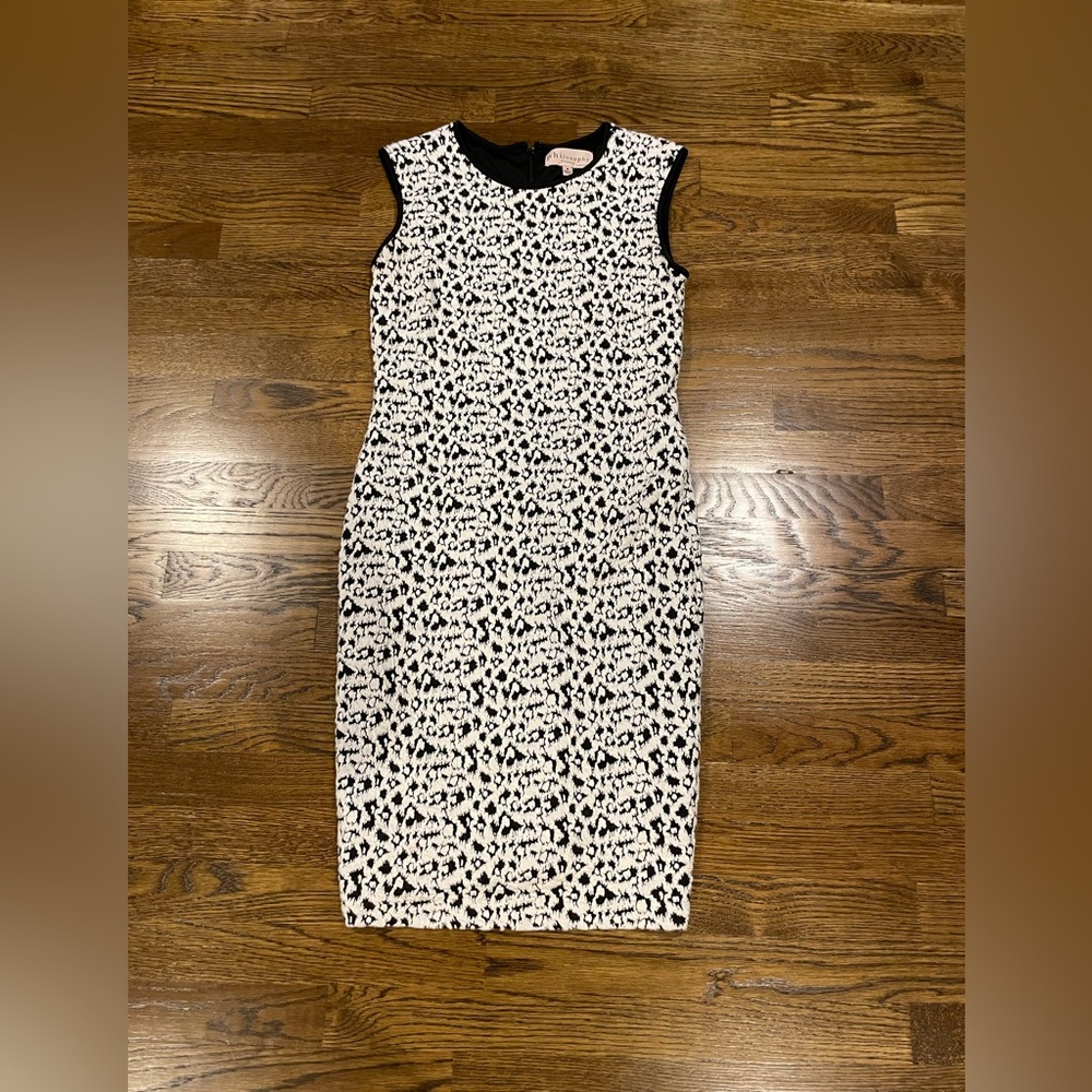 Philosophy Black & White Subtle Leopard Print Midi Dress